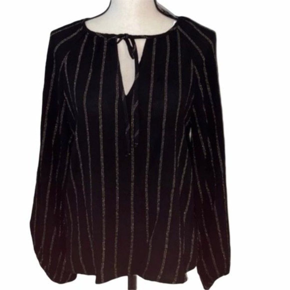 Maven West Black Blouse with Metallic Pinstripes - Picture 7 of 7